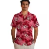 Kansas City Chiefs Hawaiian Shirt - Personalized Baseball Floral Coastal Palms Red Aloha Shirt