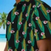 Kansas City Chiefs Hawaiian Shirt - Personalized Baseball Floral Corn Motifs Black Green Aloha Shirt