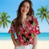 Kansas City Chiefs Hawaiian Shirt - Personalized Baseball Floral Flamingo Leaves Red Aloha Shirt