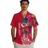 Kansas City Chiefs Hawaiian Shirt - Personalized Baseball Floral Polynesian Red Aloha Shirt