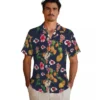 Kansas City Chiefs Hawaiian Shirt - Personalized Baseball Floral Hibiscus And Fruit Navy Blue Aloha Shirt