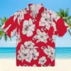 Kansas City Chiefs Hawaiian Shirt - Personalized Baseball Floral Hibiscus Blooms Red White Aloha Shirt