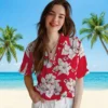 Kansas City Chiefs Hawaiian Shirt - Personalized Baseball Floral Hibiscus Blooms Red White Aloha Shirt