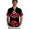 Kansas City Chiefs Hawaiian Shirt - Personalized Baseball Floral Hibiscus Stripe Red Black Aloha Shirt