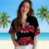 Kansas City Chiefs Hawaiian Shirt - Personalized Baseball Floral Hibiscus Stripe Red Black Aloha Shirt