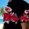 Kansas City Chiefs Hawaiian Shirt - Personalized Baseball Floral Hibiscus Stripe Red Black Aloha Shirt