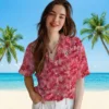 Kansas City Chiefs Hawaiian Shirt - Personalized Baseball Floral Leafy Pattern Red Aloha Shirt