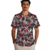 Kansas City Chiefs Hawaiian Shirt - Personalized Baseball Floral Palm Pattern Red Black Aloha Shirt
