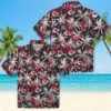 Kansas City Chiefs Hawaiian Shirt - Personalized Baseball Floral Palm Pattern Red Black Aloha Shirt
