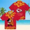 Kansas City Chiefs Hawaiian Shirt - Personalized Baseball Floral Surfing Mickey Red Aloha Shirt