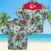 Kansas City Chiefs Hawaiian Shirt - Personalized Baseball Floral Tropical Foliage Green Aloha Shirt