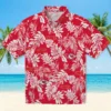 Kansas City Chiefs Hawaiian Shirt - Personalized Baseball Floral Tropical Leaf Red White Aloha Shirt