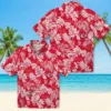 Kansas City Chiefs Hawaiian Shirt - Personalized Baseball Floral Tropical Leaf Red White Aloha Shirt