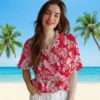 Kansas City Chiefs Hawaiian Shirt - Personalized Baseball Floral Tropical Leaf Red White Aloha Shirt
