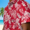 Kansas City Chiefs Hawaiian Shirt - Personalized Baseball Floral Tropical Leaf Red White Aloha Shirt