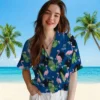 Kansas City Royals Hawaiian Shirt - Flamingo Leaf Motif Royal Blue Aloha Shirt