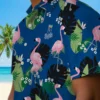 Kansas City Royals Hawaiian Shirt - Flamingo Leaf Motif Royal Blue Aloha Shirt