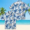 Kansas City Royals Hawaiian Shirt - Tropical Leaves Royal Blue White Aloha Shirt