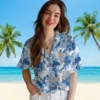 Kansas City Royals Hawaiian Shirt - Tropical Leaves Royal Blue White Aloha Shirt