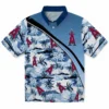 Los Angeles Angels Hawaiian Shirt - Sunset Palms Blue White Aloha Shirt