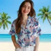 Los Angeles Angels Hawaiian Shirt - Tropical Leaves Blue White Aloha Shirt