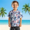Los Angeles Angels Hawaiian Shirt - Tropical Leaves Blue White Aloha Shirt