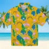 Los Angeles Chargers Hawaiian Shirt - Personalized Baseball Floral Flamingo Foliage Blue Green Aloha Shirt