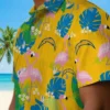 Los Angeles Chargers Hawaiian Shirt - Personalized Baseball Floral Flamingo Foliage Blue Green Aloha Shirt