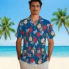 Los Angeles Dodgers Hawaiian Shirt - Palm Tree Flower Blue Aloha Shirt