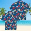 Los Angeles Dodgers Hawaiian Shirt - Palm Tree Flower Blue Aloha Shirt