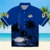 Los Angeles Rams Hawaiian Shirt - Personalized Baseball Floral Beach Sunset Blue Black Aloha Shirt