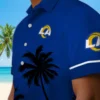 Los Angeles Rams Hawaiian Shirt - Personalized Baseball Floral Beach Sunset Blue Black Aloha Shirt
