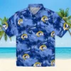 Los Angeles Rams Hawaiian Shirt - Personalized Baseball Floral Coastal Palms Blue Aloha Shirt