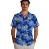 Los Angeles Rams Hawaiian Shirt - Personalized Baseball Floral Coastal Palms Blue Aloha Shirt