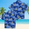 Los Angeles Rams Hawaiian Shirt - Personalized Baseball Floral Coastal Palms Blue Aloha Shirt
