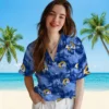 Los Angeles Rams Hawaiian Shirt - Personalized Baseball Floral Coastal Palms Blue Aloha Shirt