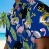 Los Angeles Rams Hawaiian Shirt - Personalized Baseball Floral Flamingo Leaves Blue Aloha Shirt