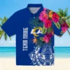 Los Angeles Rams Hawaiian Shirt - Personalized Baseball Floral Polynesian Blue Aloha Shirt