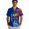 Los Angeles Rams Hawaiian Shirt - Personalized Baseball Floral Polynesian Blue Aloha Shirt