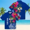 Los Angeles Rams Hawaiian Shirt - Personalized Baseball Floral Polynesian Blue Aloha Shirt