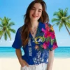 Los Angeles Rams Hawaiian Shirt - Personalized Baseball Floral Polynesian Blue Aloha Shirt