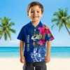 Los Angeles Rams Hawaiian Shirt - Personalized Baseball Floral Polynesian Blue Aloha Shirt