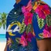 Los Angeles Rams Hawaiian Shirt - Personalized Baseball Floral Polynesian Blue Aloha Shirt