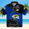 Los Angeles Rams Hawaiian Shirt - Personalized Baseball Floral Football Wave Blue Black Aloha Shirt