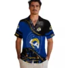 Los Angeles Rams Hawaiian Shirt - Personalized Baseball Floral Football Wave Blue Black Aloha Shirt