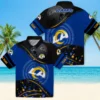 Los Angeles Rams Hawaiian Shirt - Personalized Baseball Floral Football Wave Blue Black Aloha Shirt