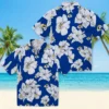 Los Angeles Rams Hawaiian Shirt - Personalized Baseball Floral Hibiscus Blooms Blue White Aloha Shirt