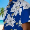 Los Angeles Rams Hawaiian Shirt - Personalized Baseball Floral Hibiscus Blooms Blue White Aloha Shirt