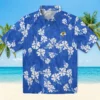 Los Angeles Rams Hawaiian Shirt - Personalized Baseball Floral Hibiscus Clusters Blue Aloha Shirt