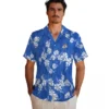 Los Angeles Rams Hawaiian Shirt - Personalized Baseball Floral Hibiscus Clusters Blue Aloha Shirt